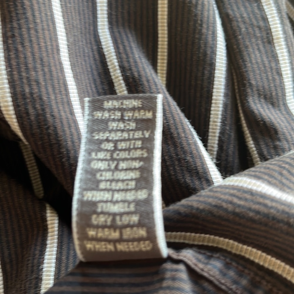 Cezani mens button down collar shirt size medium black brown tan stripes - Picture 12 of 12